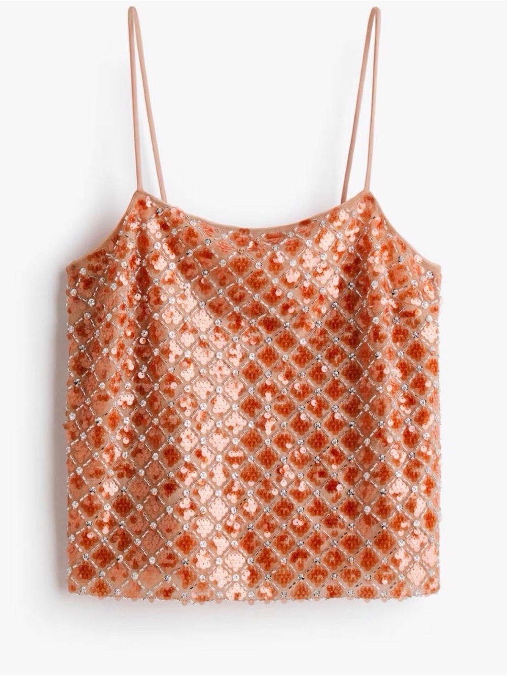 H&M Sequin Embellished Cami Top - Peach